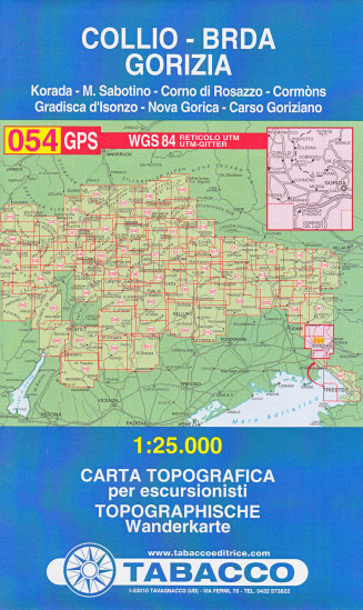 detail Collio – Brda, Gorizia 1:25 000 turistická mapa TABACCO #54