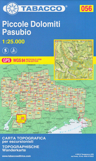 detail Piccole Dolomiti, Pasubio 1:25 000 turistická mapa TABACCO #56