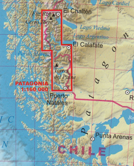 detail Patagonie (Patagonia, Chile) 1:160t trekkingová mapa TQ