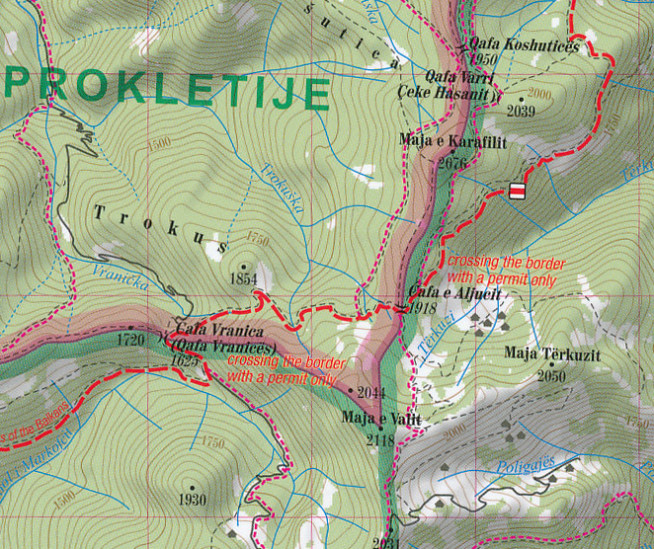 detail Prokletje, Durmitor 1:65.000 turistická mapa TQ