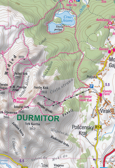 detail Prokletje, Durmitor 1:65.000 turistická mapa TQ
