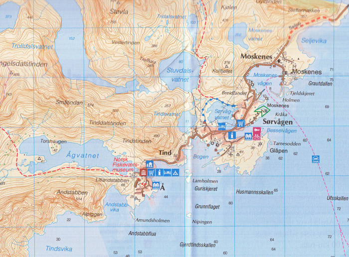 detail Vest-Lofoten 1:50.000 mapa (Lofoty, Norsko) #2745