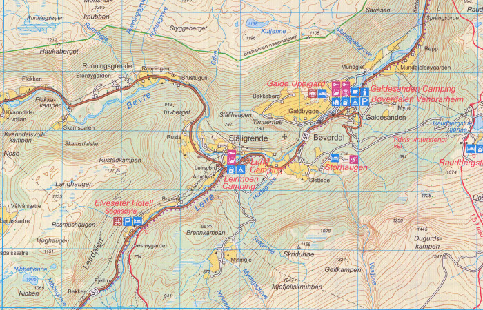 detail Jotunheimen West 1:50.000 mapa (Norsko) #2505