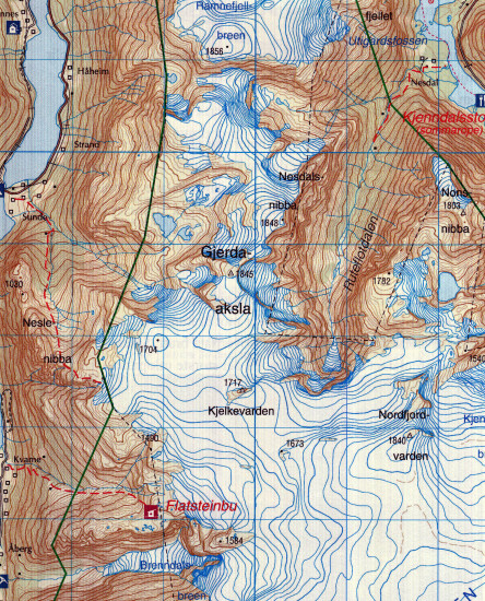 detail Jostedalsbreen 1.100.000 mapa (Norsko) #2229