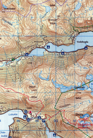 detail Jostedalsbreen 1.100.000 mapa (Norsko) #2229