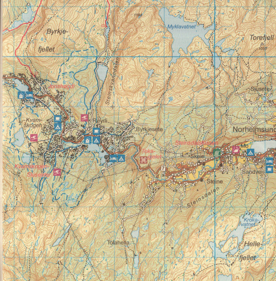 detail Folgefonna - Hardagerfjorde 1:100.000 mapa (Norsko) #2431