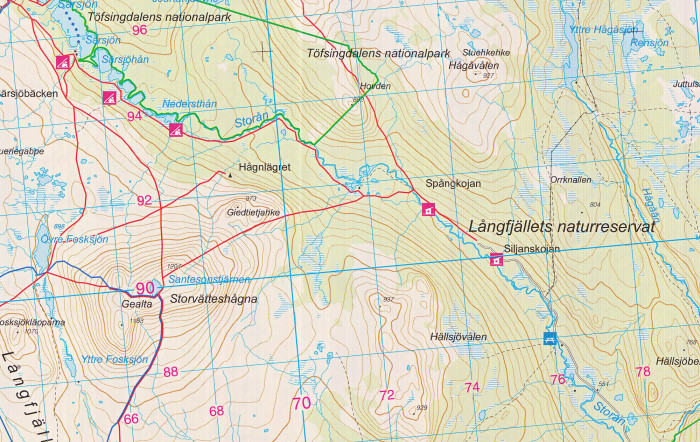 detail Femunden 1:100.000 mapa (Norsko) #2559