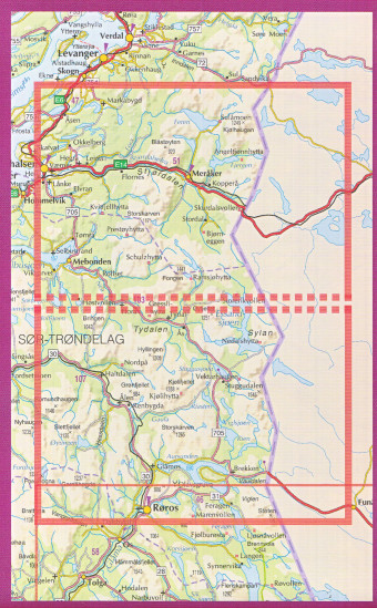 detail Sylan 1:100.000 mapa (Norsko) #2595