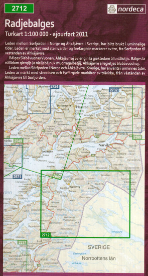 detail Radjebalges 1:100.000 mapa (Norsko) #2712