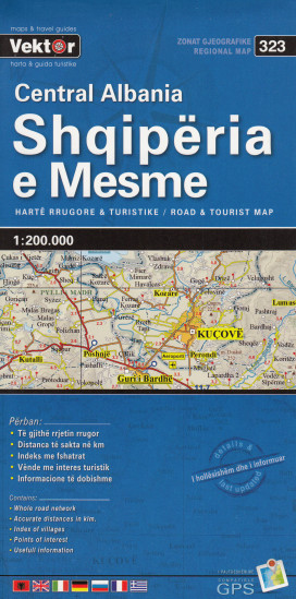 detail Albánie Střed (Albania Central) 1:200t mapa VEKTOR