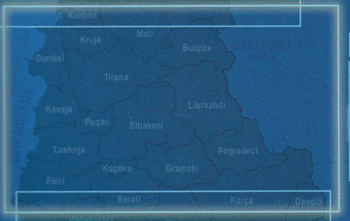 detail Albánie Střed (Albania Central) 1:200t mapa VEKTOR