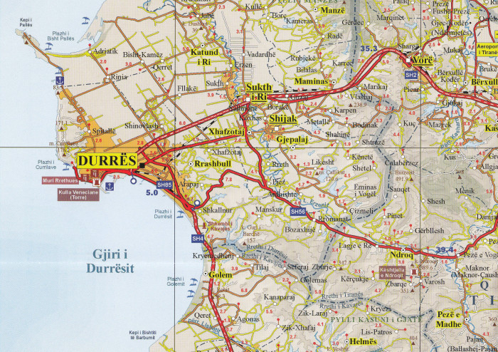 detail Albánie Střed (Albania Central) 1:200t mapa VEKTOR