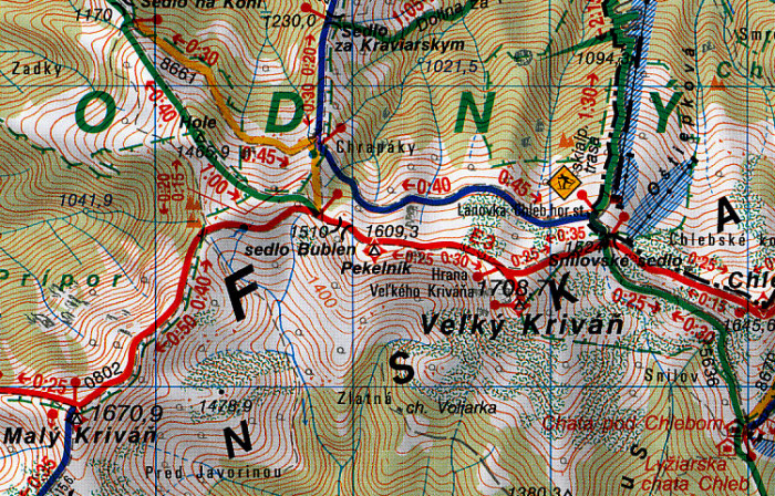 detail Malá Fatra - Vrátna 1:50.000 turistická mapa #110 VKÚ