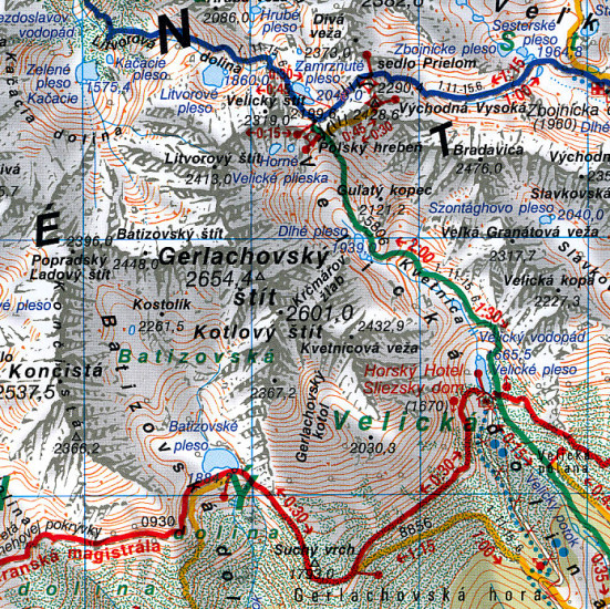 detail Vysoké Tatry 1:50.000 turistická mapa #113 VKÚ