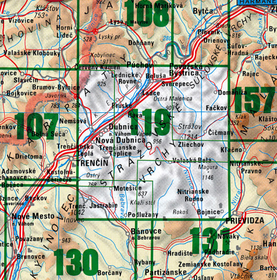 detail Strážovské Vrchy / Trenčianské Teplice 1:50.000 turistická mapa #119 VKÚ