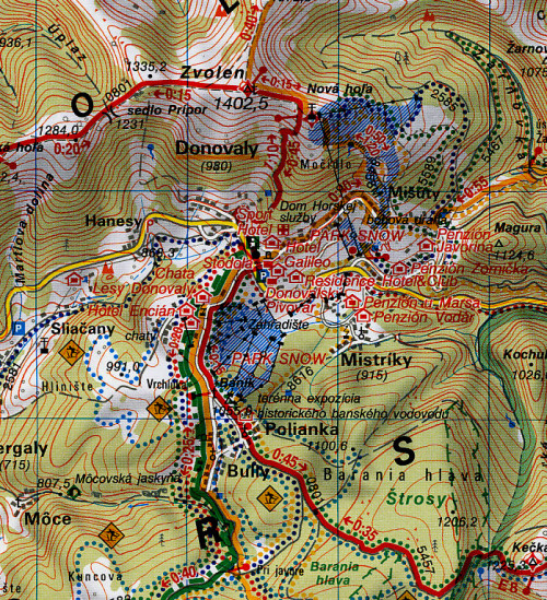 detail Velká Fatra 1:50.000 turistická mapa #121 VKÚ