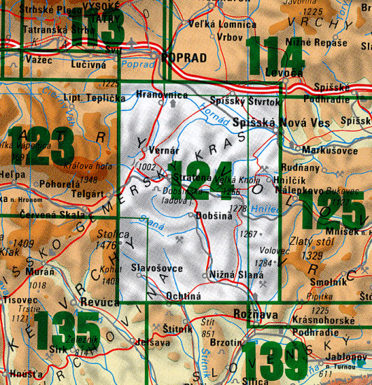 detail Slovenský ráj 1:50.000 turistická mapa #124 VKÚ