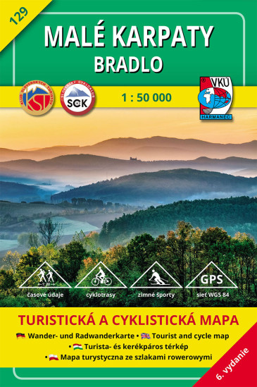 detail Malé Karpaty - Bradlo 1:50.000 turistická mapa #129 VKÚ