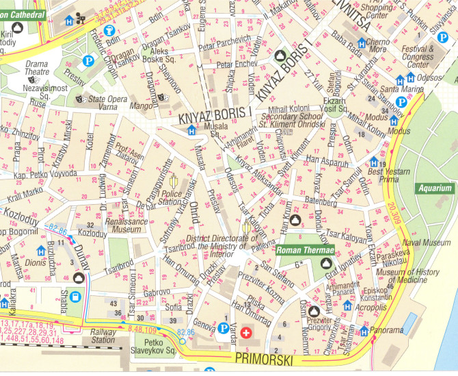detail Varna 1:10.000 plán města DOMINO