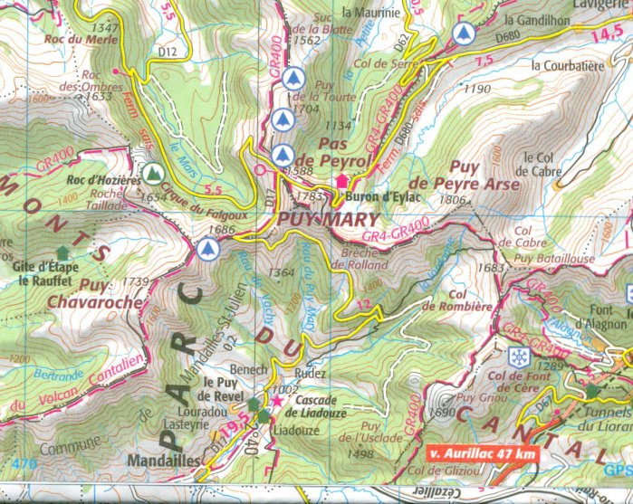 detail IGN 148 Clermont-Ferrand, Mauriac 1:100t mapa IGN