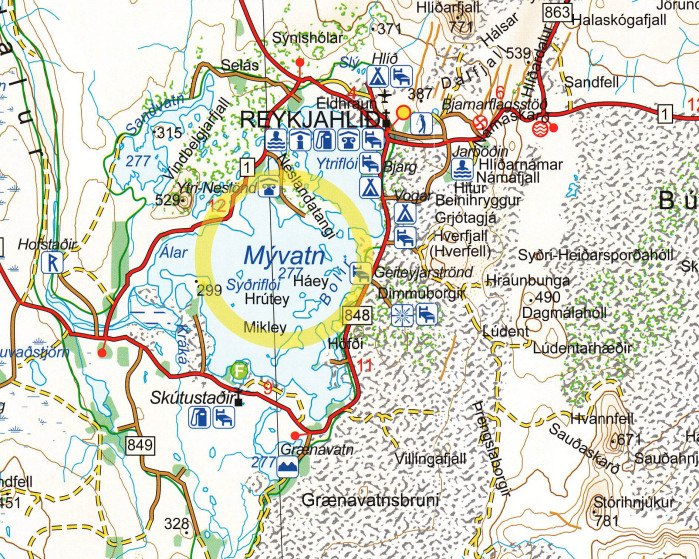 detail Akureyri, Myvatn, Husavik, Asbyrgi (Island) 1:200t mapa FERDAKORT