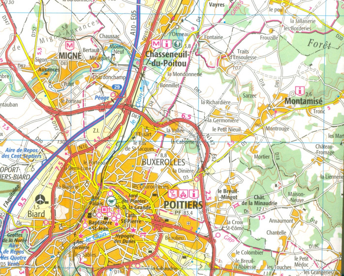 detail IGN 139 Poitiers Chatellerault 1:100t mapa IGN