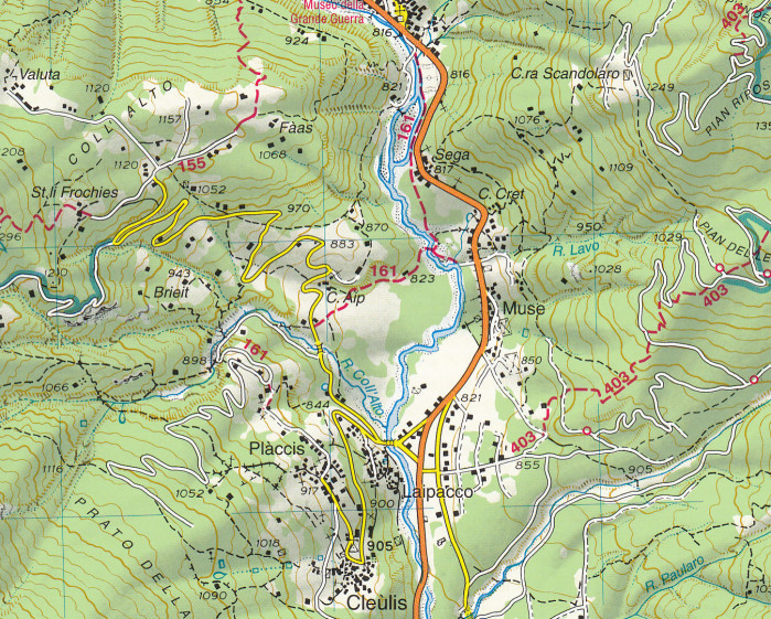detail Karnské Alpy 1:25 000 turistická mapa TABACCO #09