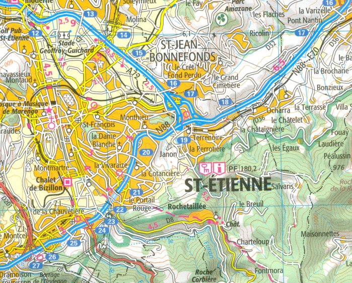 detail IGN 149 Lyon, St-Étienne 1:100t mapa IGN