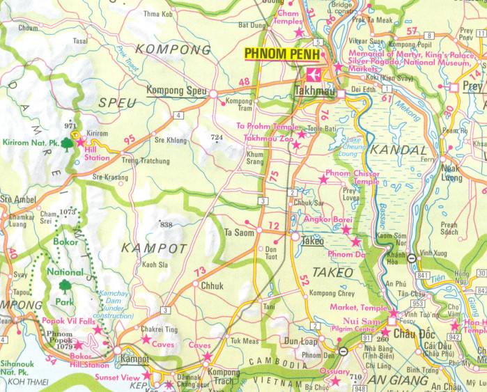 detail Kambodža (Cambodia) 1:1,5m + Angkor mapa Nelles