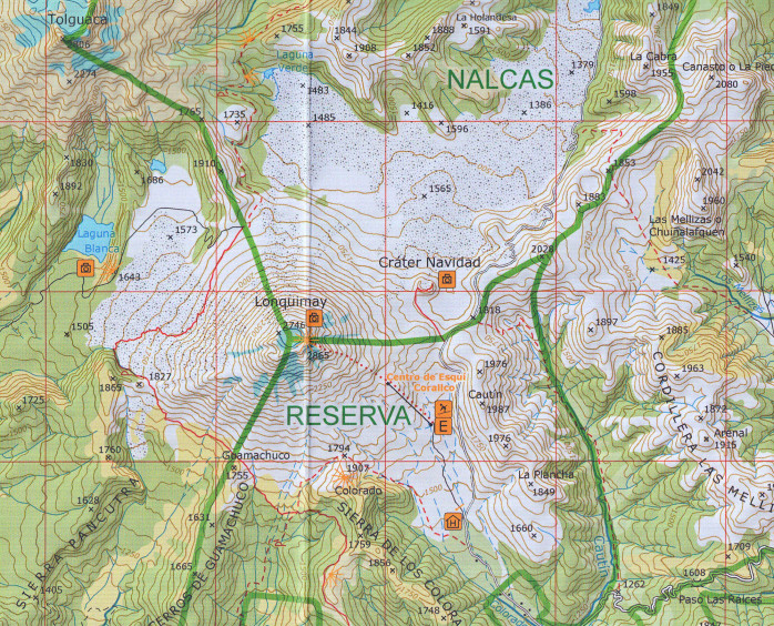 detail Chile - Lonquimay 1:100t turistická mapa COMPASS