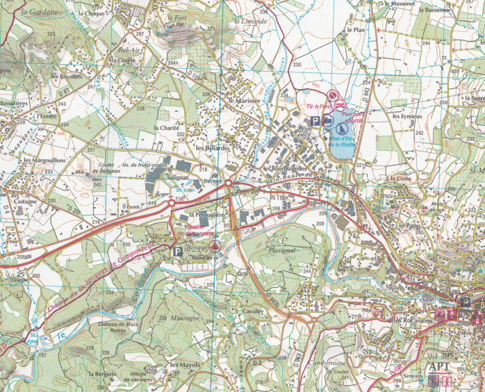detail IGN 3242 OT Apt-Parc Du Luberon 1:25t mapa IGN