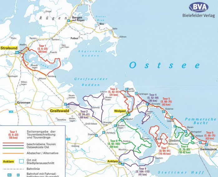 detail Ostseeküste Ost (pobřeží Baltu východ) 1: 50.000 průvodce na spirále ADFC
