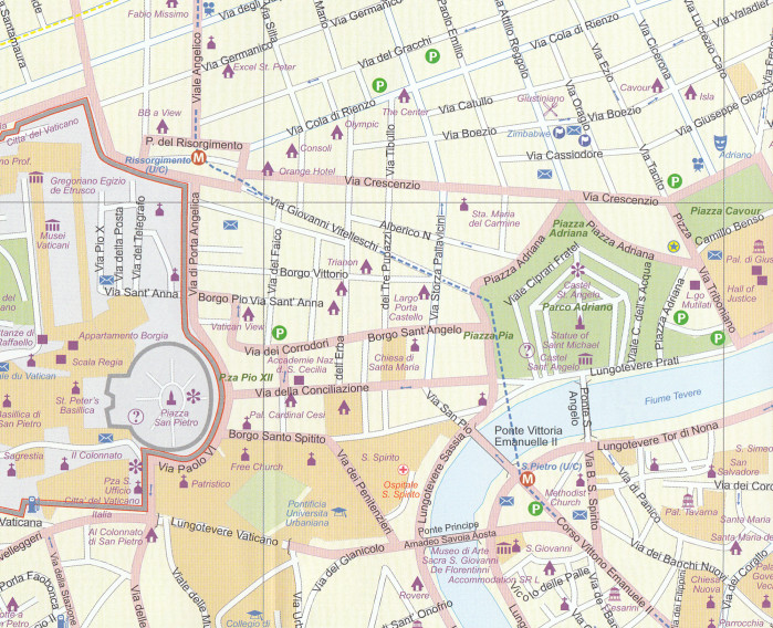 detail Ŕím a jih Itálie (Rome & S. Italy) 1:10,000/1:925,000 plán města a mapa ITM