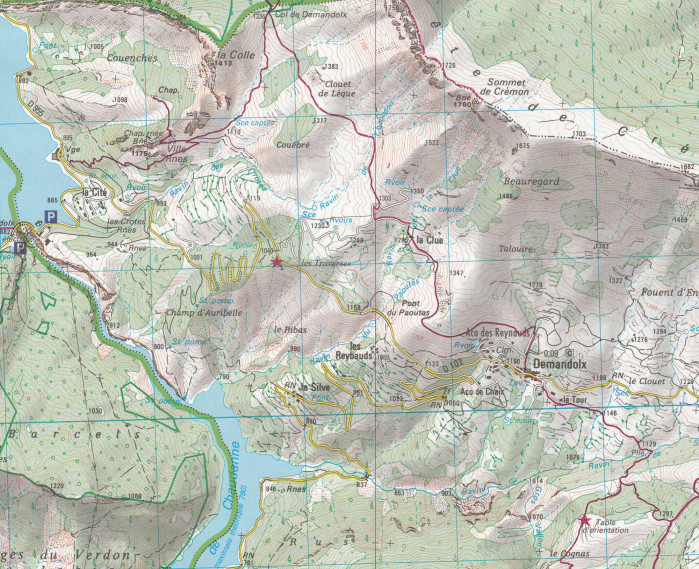 detail IGN 3542 OT Castellane 1:25t mapa IGN