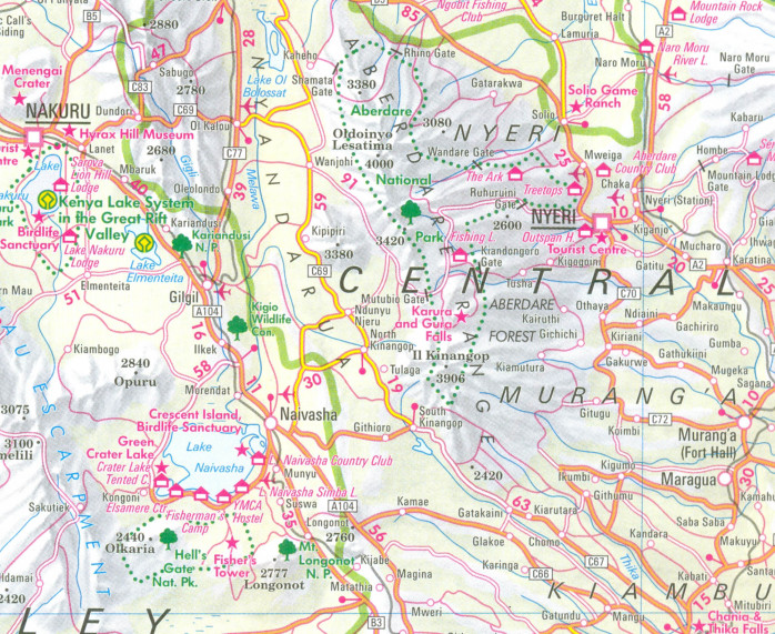 detail Keňa (Kenya) 1:1,1m mapa Nelles