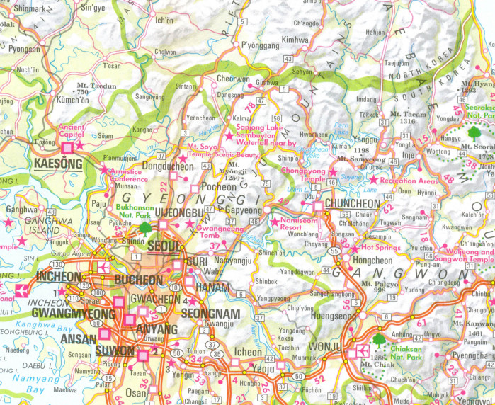 detail Korea Jižní / Severní 1:1,5m mapa Nelles