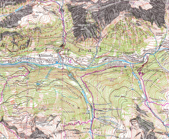 detail Lechtaler Alpen, Arlberggebiet 1:25 000, turistická mapa zimní, Alpenverein #3/2