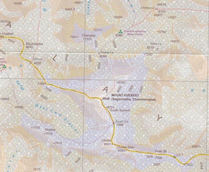 detail Mt. Everest 1:100t mapa ITM