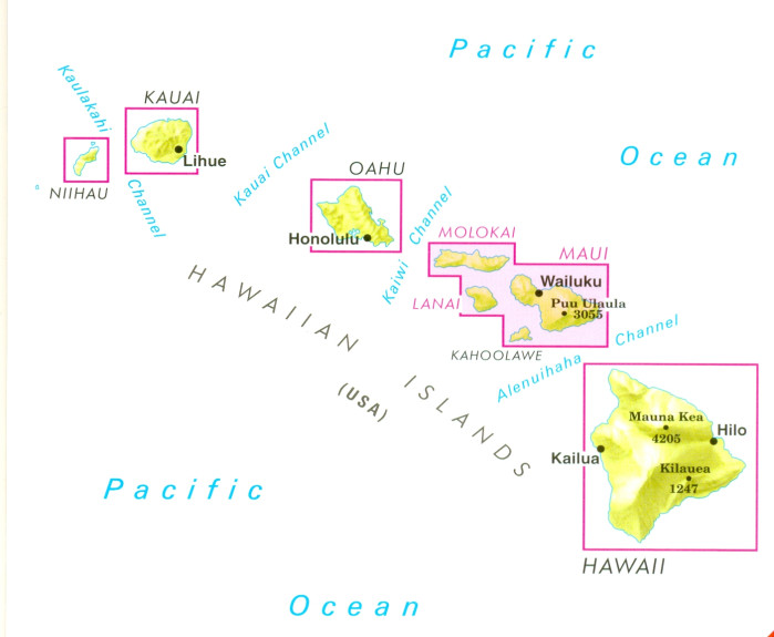 detail Havaj (Hawaii) Honolulu/Oahu 1:35t mapa Nelles