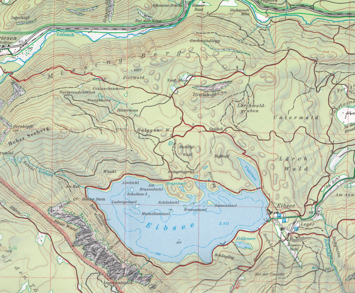 detail Wetterstein- und Mieminger Gebirge Střed 1:25 000, turistická mapa, Alpenverein