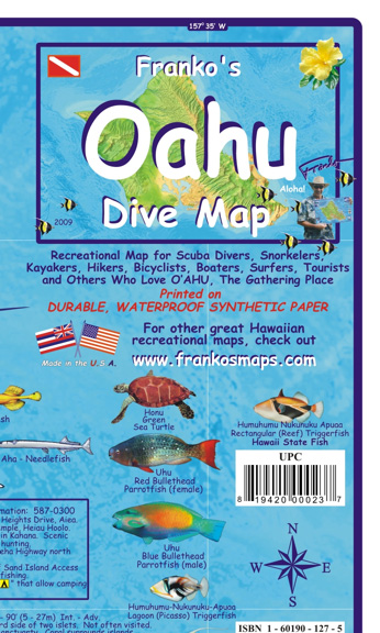 detail Oahu 1:154t Dive mapa + Waikiki plan FRANKO´S