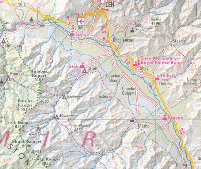 detail Indie - Ladakh, Zanskar 1:350t mapa Nelles