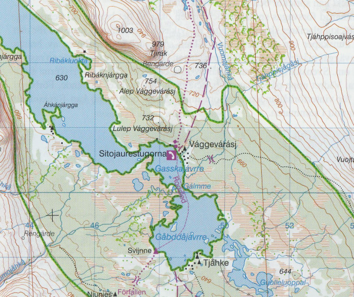 detail Tjamotis BD11 1.100t turistická mapa (Švédsko)