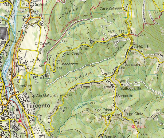 detail Prealpi del Gemonese 1:25 000 turistická mapa TABACCO #020