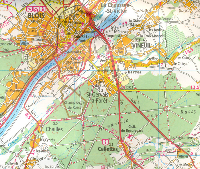 detail IGN 127 Orleans, Blois 1:100t mapa IGN