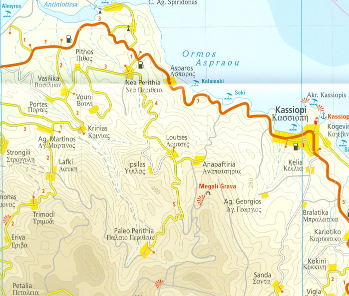 detail Korfu (Corfu) 1:65.000 mapa RKH