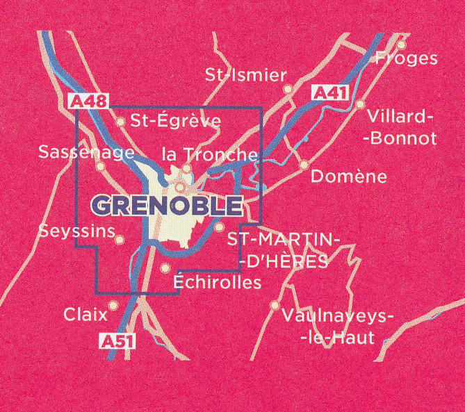 detail Grenoble 1:12,5t plán města IGN