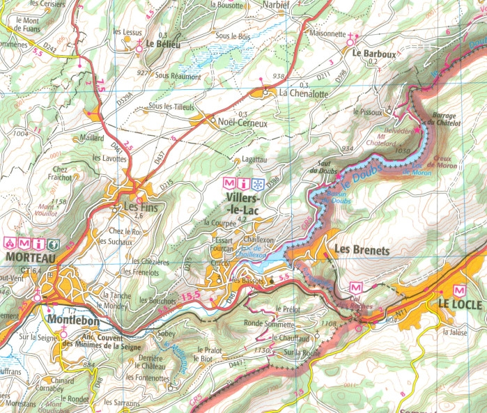 detail IGN 137 Besancon, Montbéliard 1:100t mapa IGN