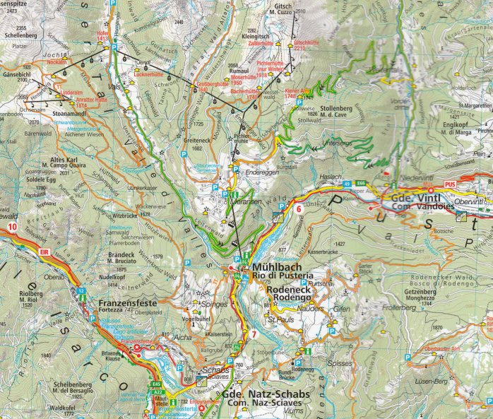 detail Jižní Tyrolsko (Südtirol) set 4 cyklomap 1:70t KOMPASS #3401