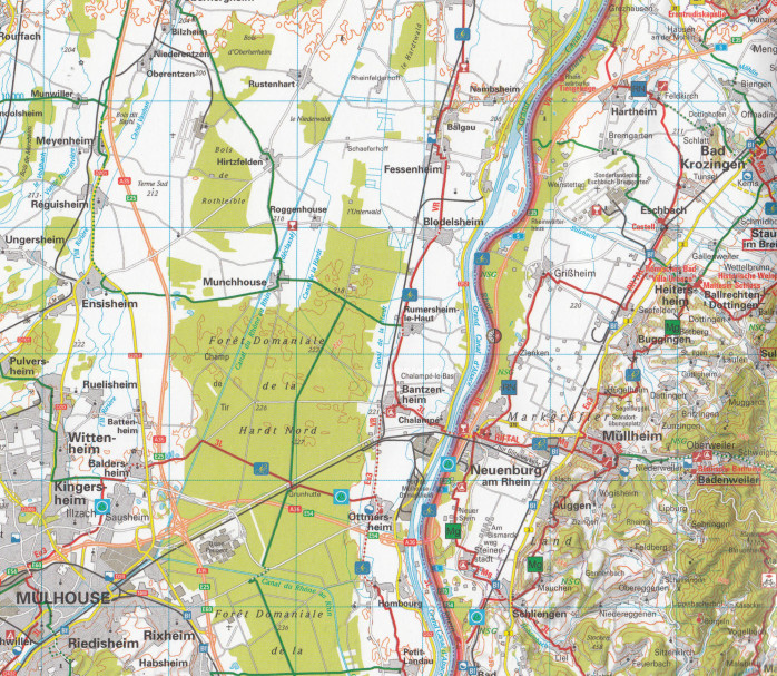detail RTK 24 Schwarzwald / Oberrhein 1:150.000 cyklomapa ADFC